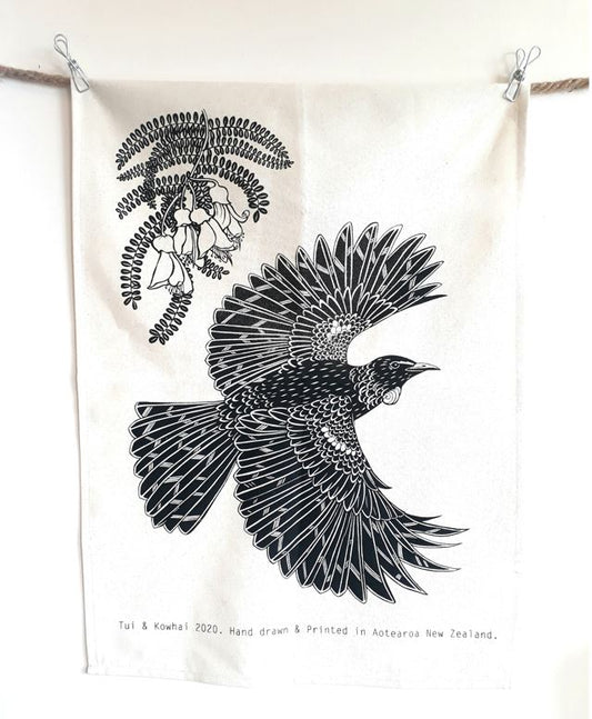 Tui & Kowhai Tea towel