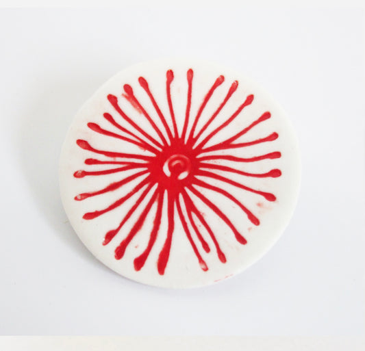 Pōhutukawa Ceramic Brooch.