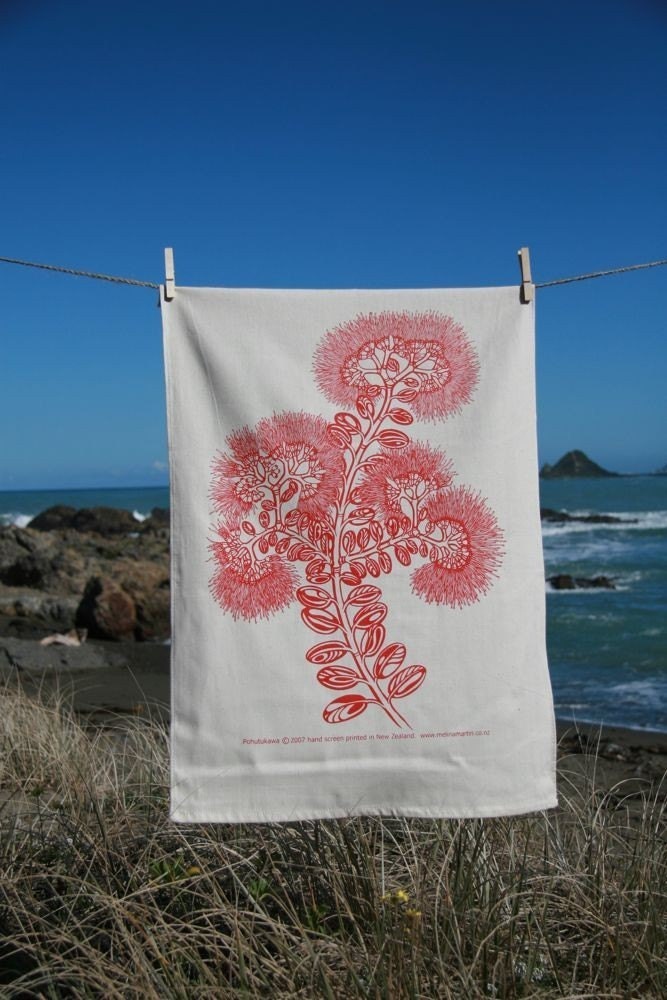 Pohutukawa tea towel